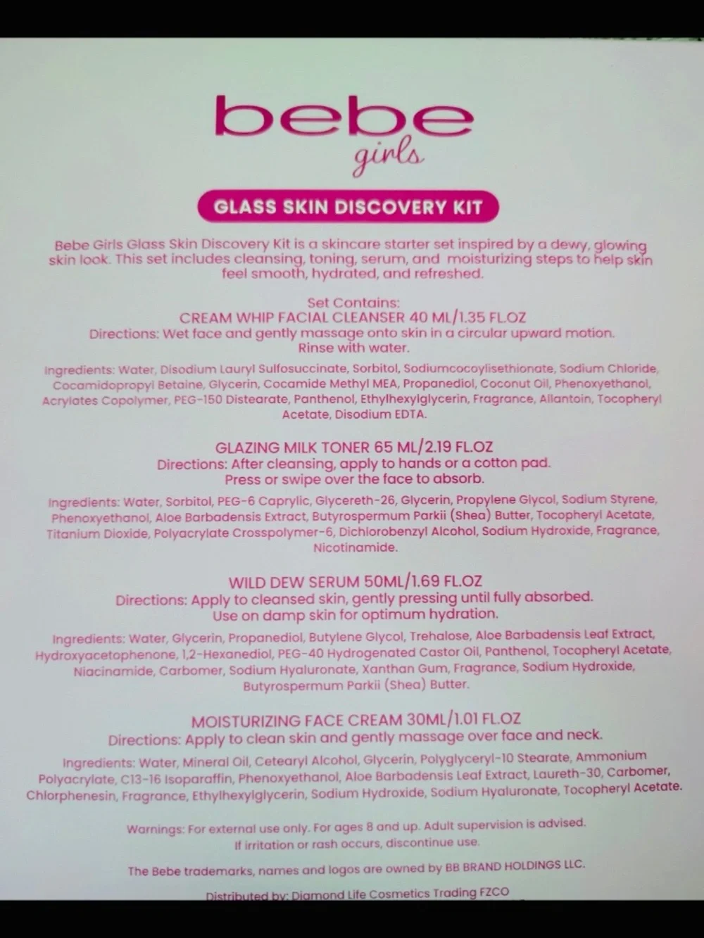 Bebe Glass Skin recovery Kit